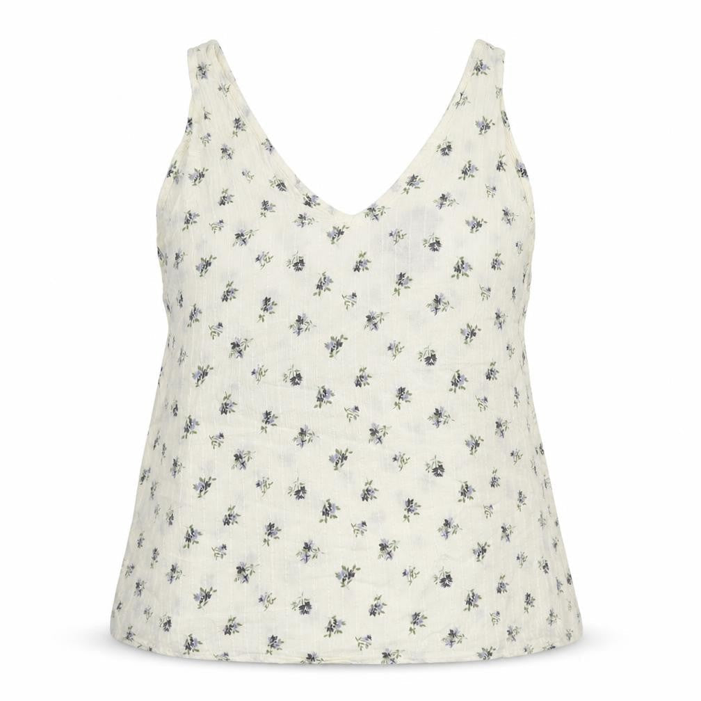 Pieces Womens Ivory Floral Viscose Basic Tank Size M V-Neck