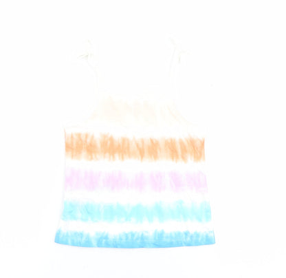 Back view of Marks & Spencer girls’ multicoloured geometric 100% cotton basic tank, years square neck pullover - tie dye