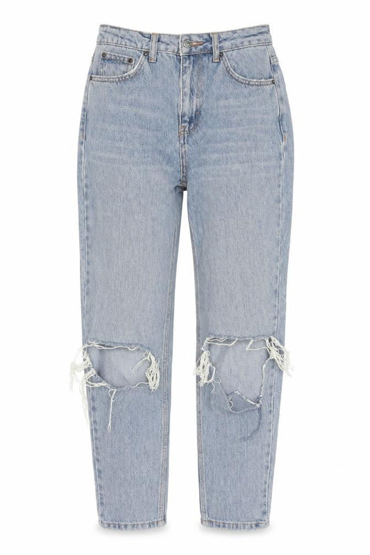 Topshop Womens Blue Cotton Mom Jeans Size 26 in L32 in Regular Zip