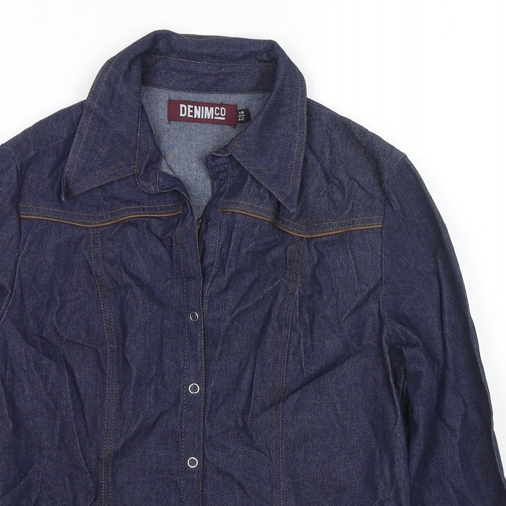Denim & Co. Womens Blue Jacket Size 14 Snap