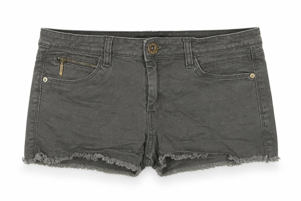 TALLY WEiJL Womens Grey Cotton Hot Pants Shorts Size 10 L3 in Regular Zip