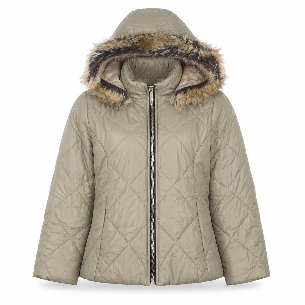Boohoo Womens Beige Puffer Jacket Jacket Size L Zip