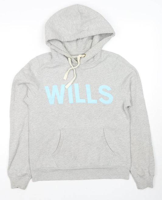 Jack Wills Womens Grey Cotton Pullover Hoodie Size 12 Pullover - Logo