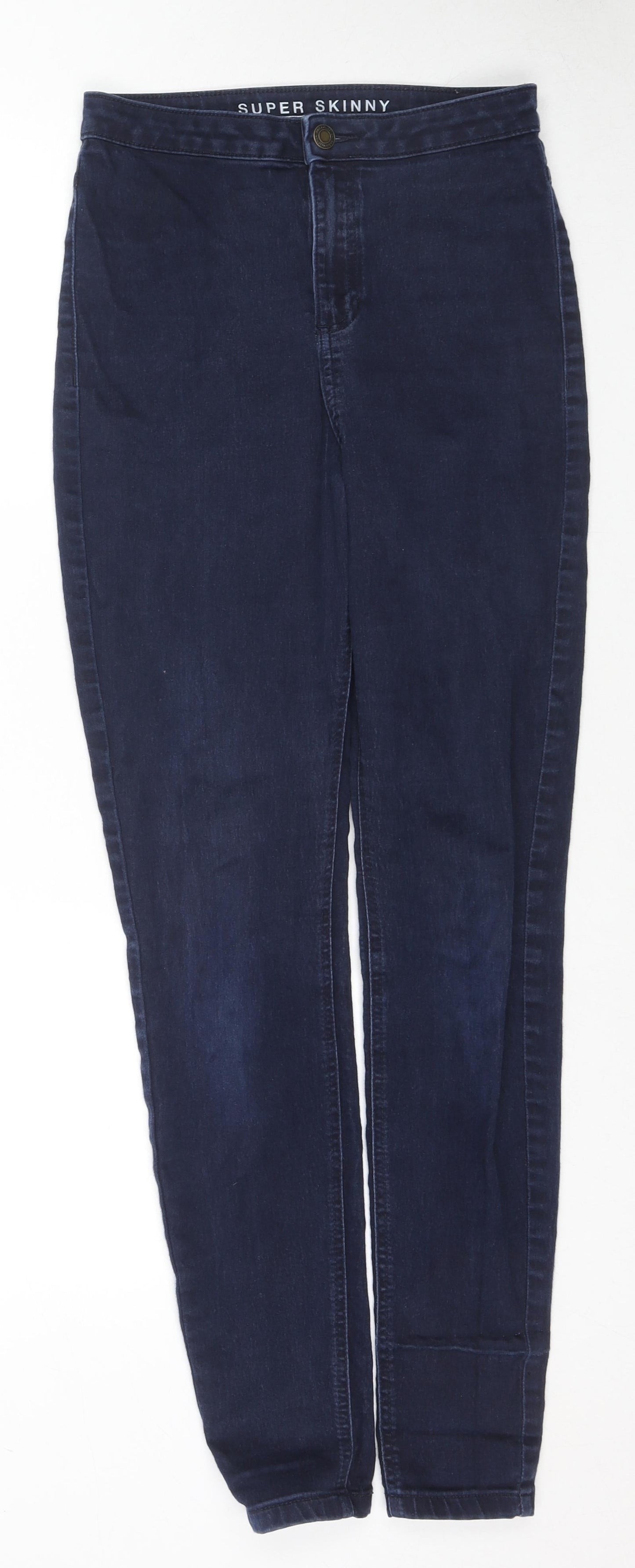 Marks and Spencer Womens Blue Cotton Skinny Jeans Size 10 L29 in Regular Zip
