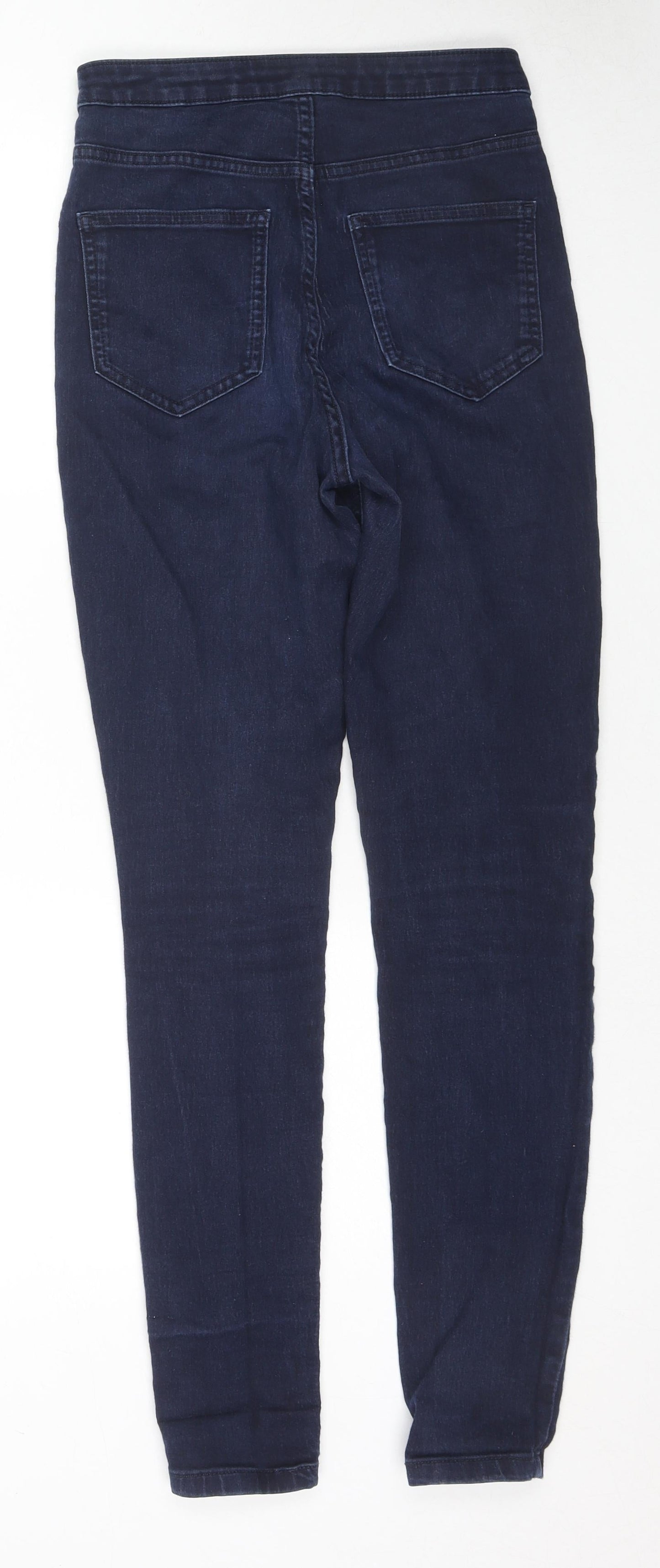 Marks and Spencer Womens Blue Cotton Skinny Jeans Size 10 L29 in Regular Zip
