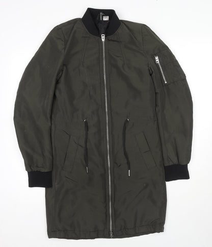 H&M Womens Green Parka Jacket Size 6 Zip