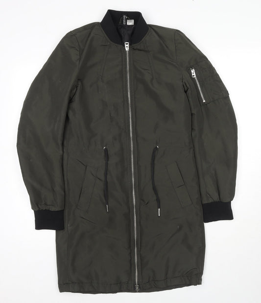 H&M Womens Green Parka Jacket Size 6 Zip
