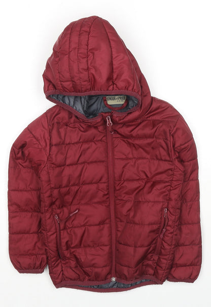 Additional front view of Honor & Pride boys’ red jacket, size 3-4, years zip
