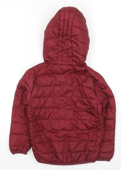 Back view of Honor & Pride boys’ red jacket, size 3-4, years zip