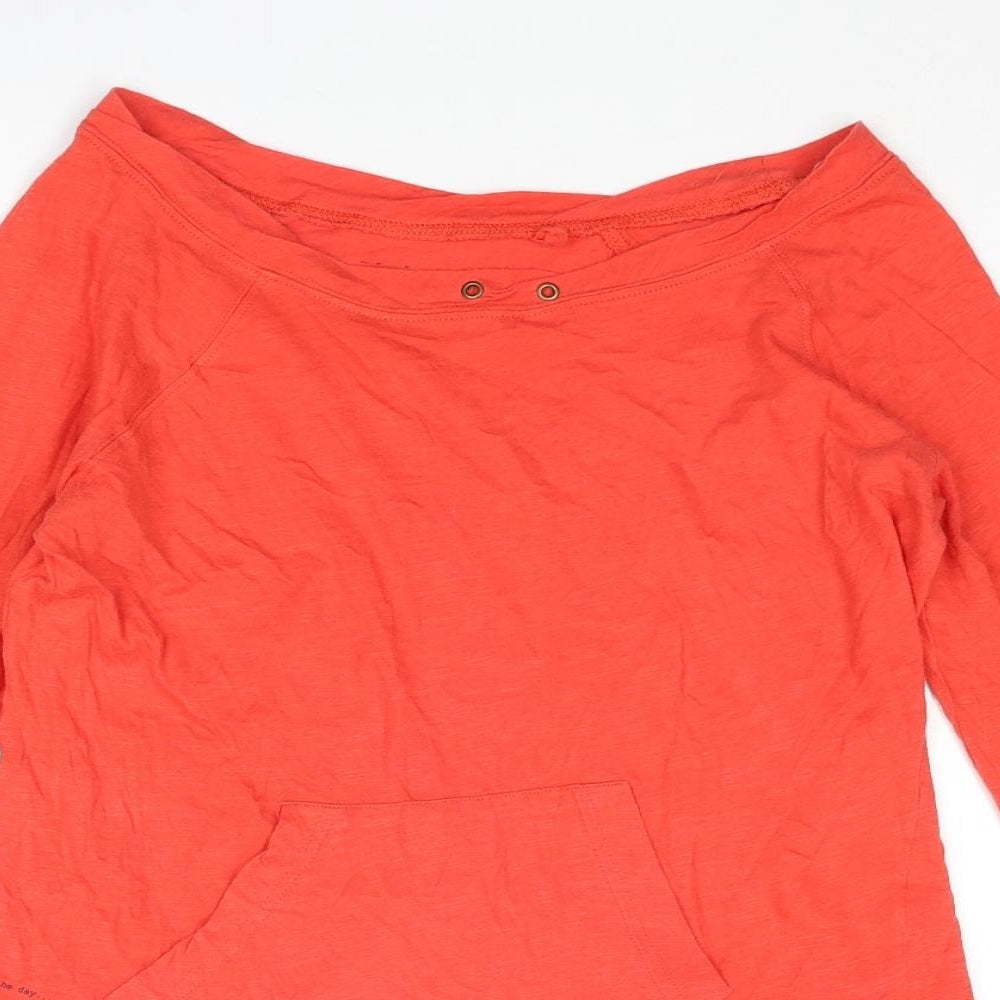 River Island Womens Red Cotton Basic T-Shirt Size 10 Boat Neck - Pocket