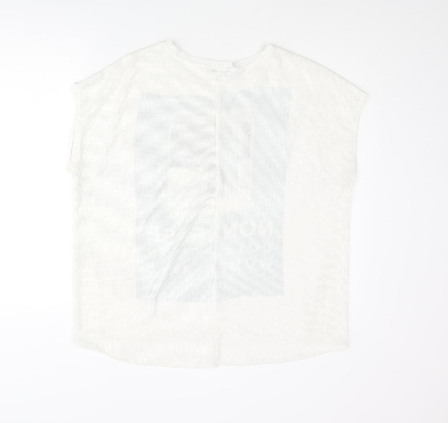 Zara Womens White Polyester Basic Blouse Size L Round Neck - Nonsense Collection AW15