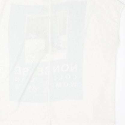 Zara Womens White Polyester Basic Blouse Size L Round Neck - Nonsense Collection AW15