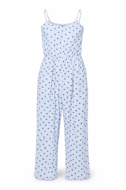 Alisha & Chloe Womens Blue Geometric Viscose Jumpsuit One-Piece Size M L27 in Pullover - Heart Print