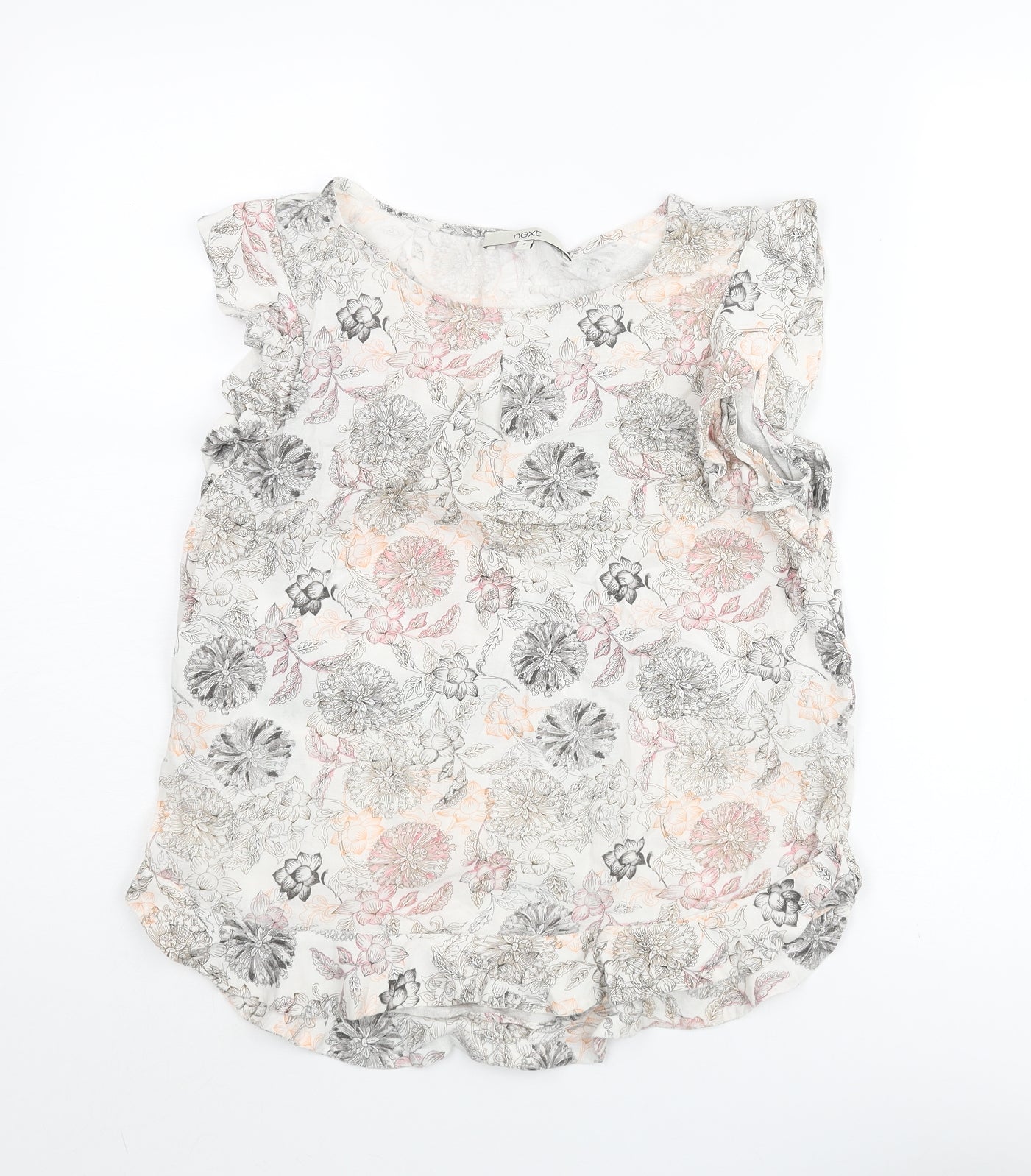 NEXT Womens Multicoloured Floral Viscose Basic Blouse Size 8 Round Neck - Frill