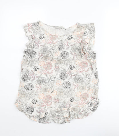 Next Womens Multicoloured Floral Viscose Basic Blouse Size 8 Round Neck - Frill