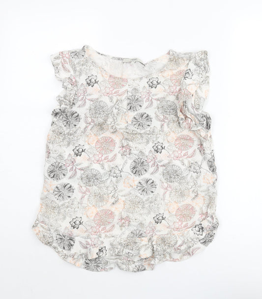 NEXT Womens Multicoloured Floral Viscose Basic Blouse Size 8 Round Neck - Frill