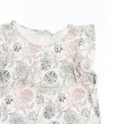 Next Womens Multicoloured Floral Viscose Basic Blouse Size 8 Round Neck - Frill