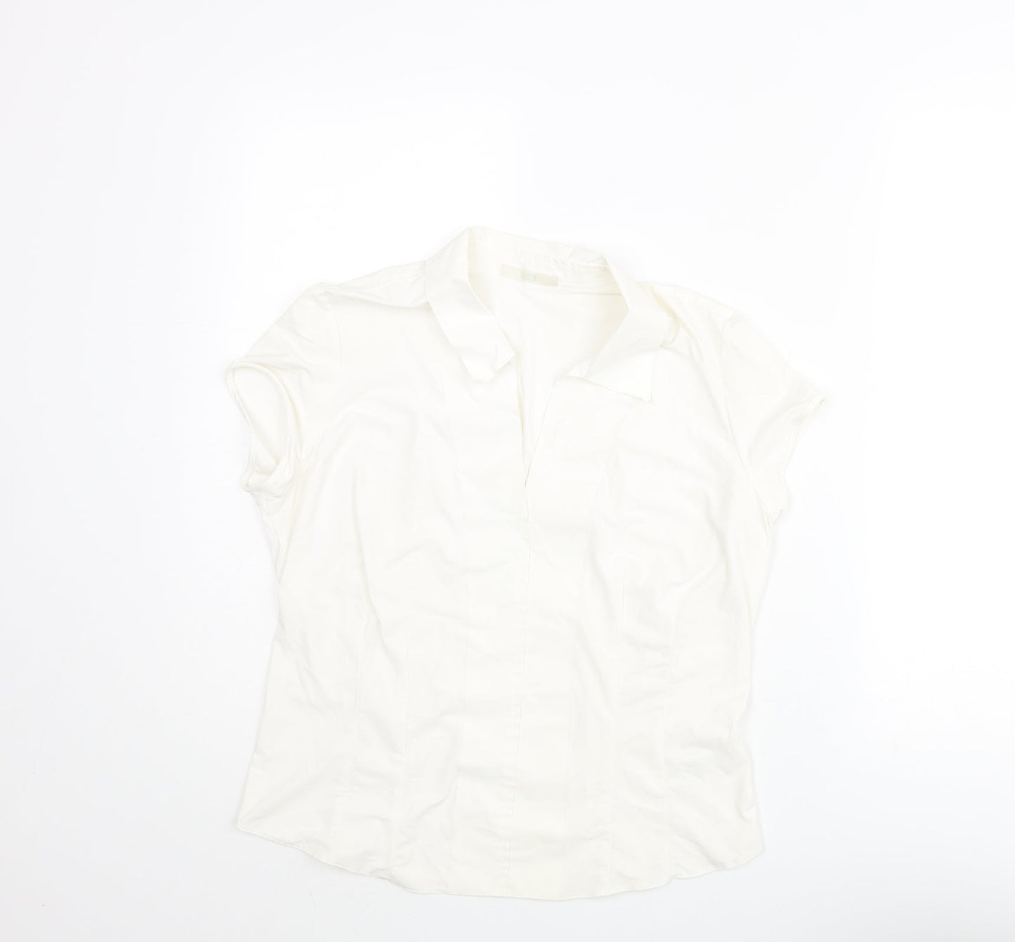 Marks and Spencer Womens Ivory Polyamide Basic Blouse Size 10 Collared