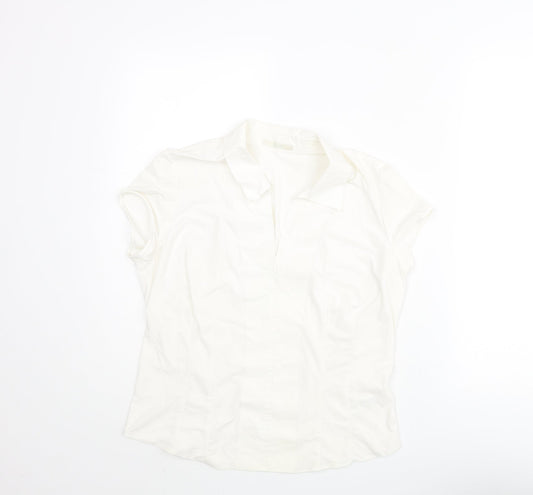 Marks and Spencer Womens Ivory Polyamide Basic Blouse Size 10 Collared