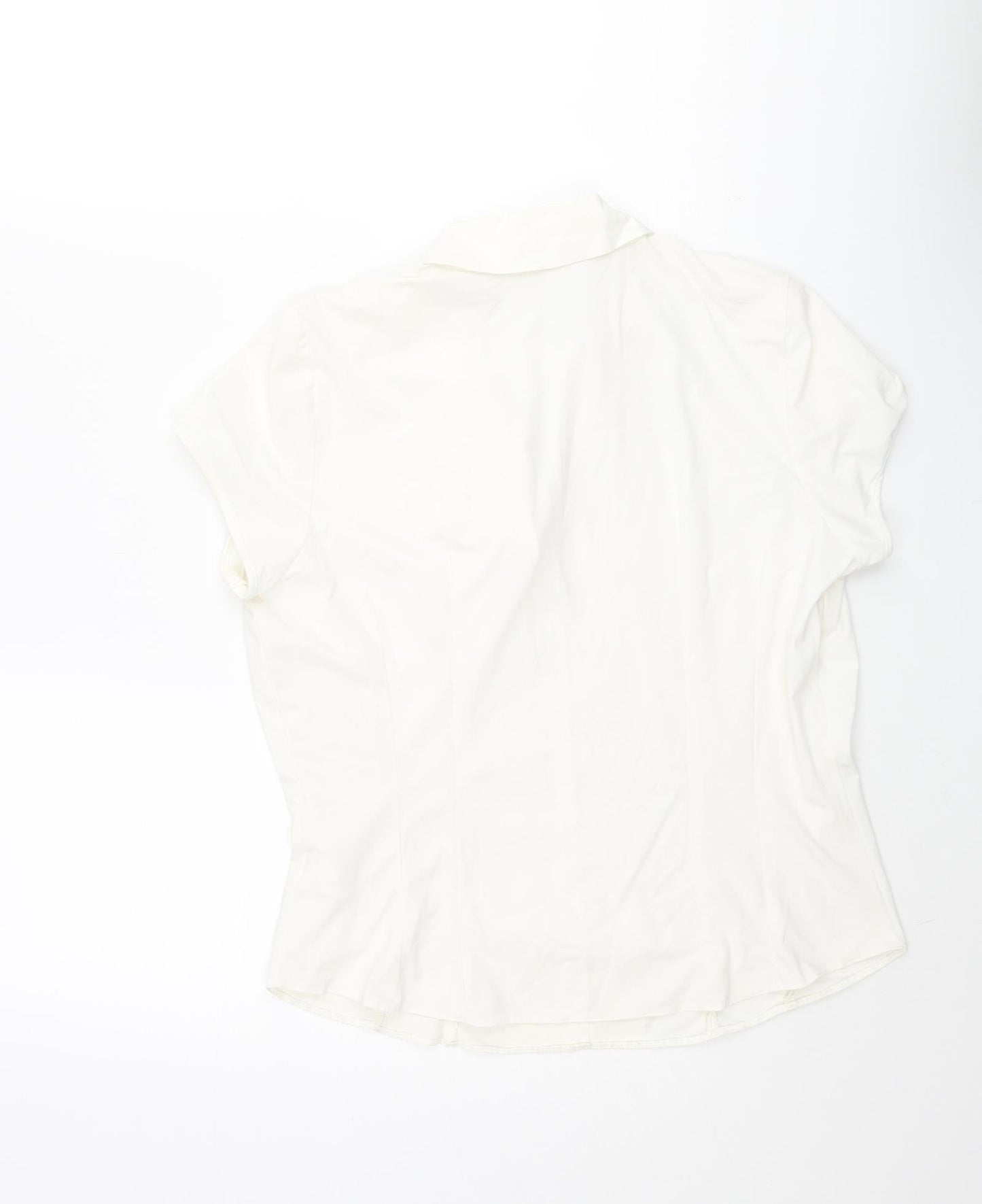 Marks and Spencer Womens Ivory Polyamide Basic Blouse Size 10 Collared