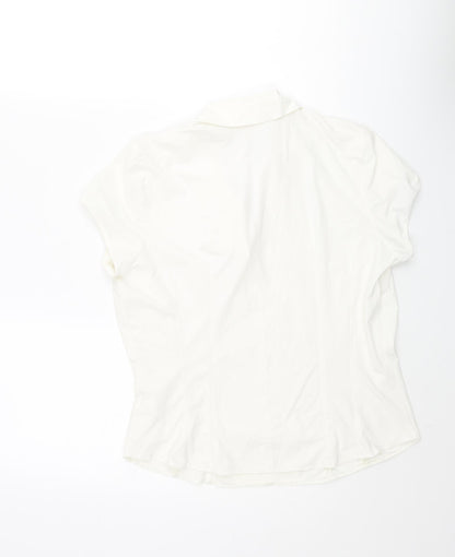 Marks & Spencer Womens Ivory Polyamide Basic Blouse Size 10 Collared
