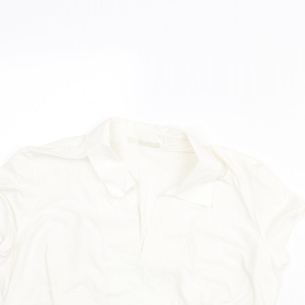 Marks and Spencer Womens Ivory Polyamide Basic Blouse Size 10 Collared