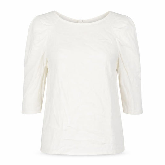 Zara Womens Ivory Viscose Basic Blouse Size L Round Neck - Star Button