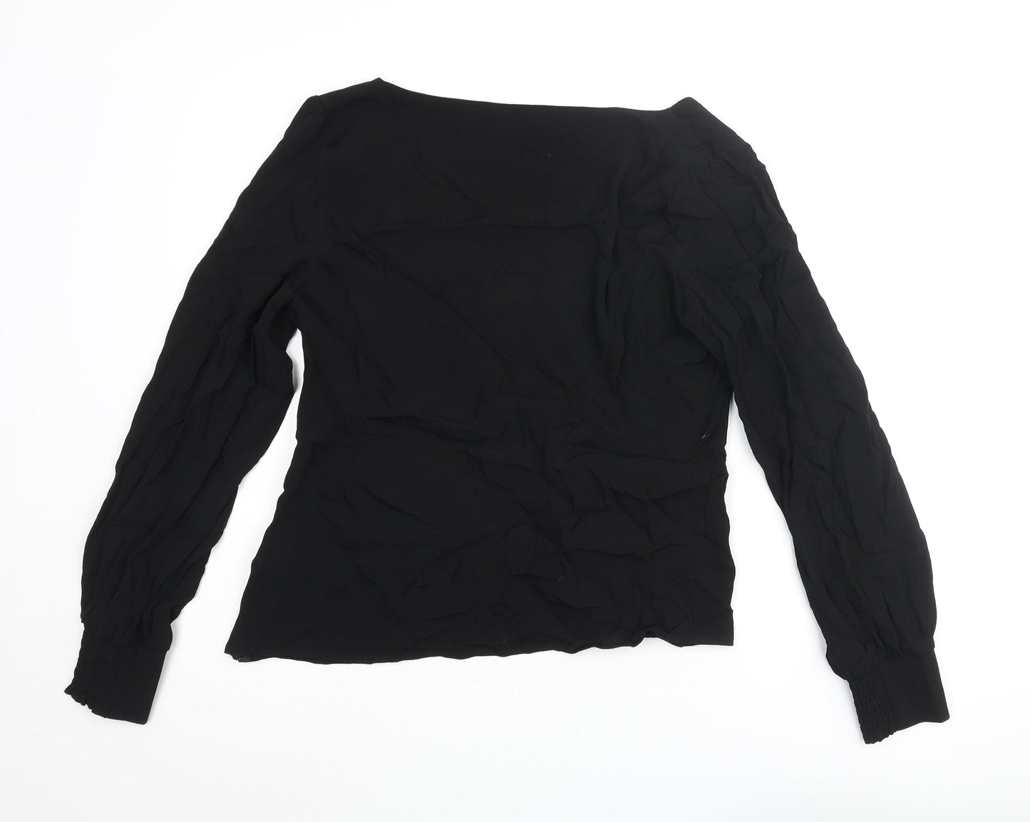 Oasis Womens Black Viscose Basic Blouse Size 16 V-Neck - Knot Detail