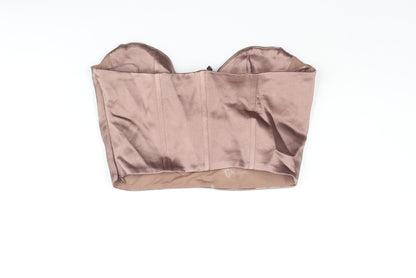 Zara Womens Brown Polyester Cropped Blouse Size S Cowl Neck