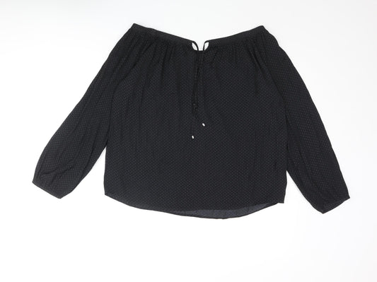NEXT Womens Black Polka Dot Polyester Basic Blouse Size 10 Off the Shoulder