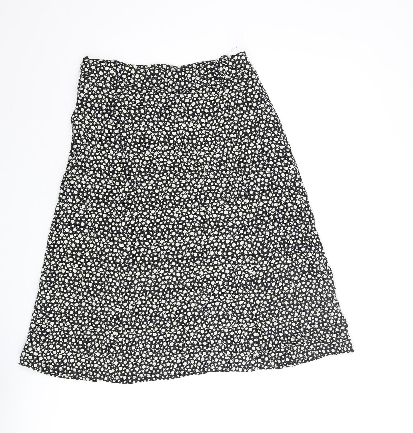 Bianca Womens Black Floral Viscose A-Line Skirt Size 8 Zip