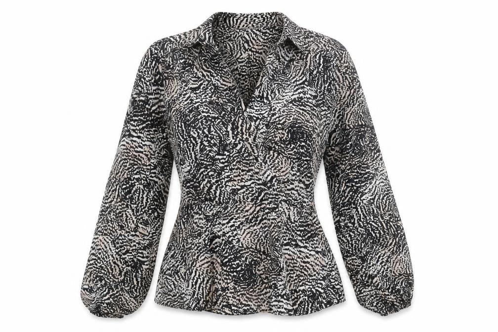 Dorothy Perkins Womens Black Geometric Polyester Basic Blouse Size 6 V-Neck - Peplum