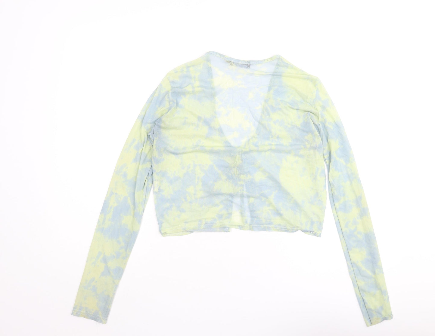 PRETTYLITTLETHING Womens Multicoloured Polyester Basic Blouse Size 10 V-Neck - Semi Sheer Tie Dye