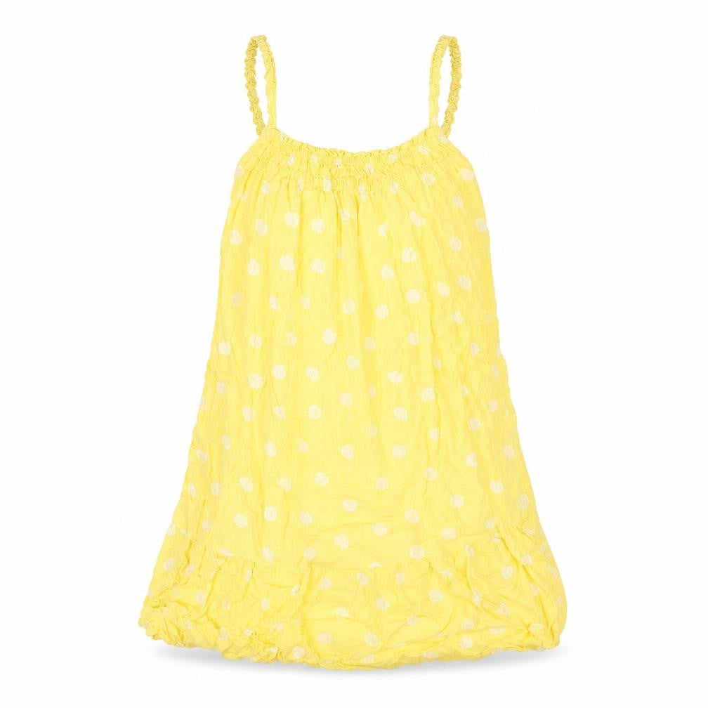 Marks & Spencer Womens Yellow Geometric Viscose Mini Size 10 Scoop Neck Pullover - Frill Shell Print