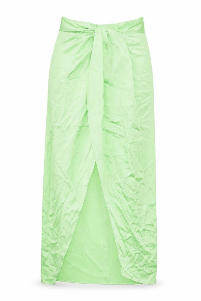 Zara Womens Green Polyester Maxi Skirt Size M Zip - Open Front