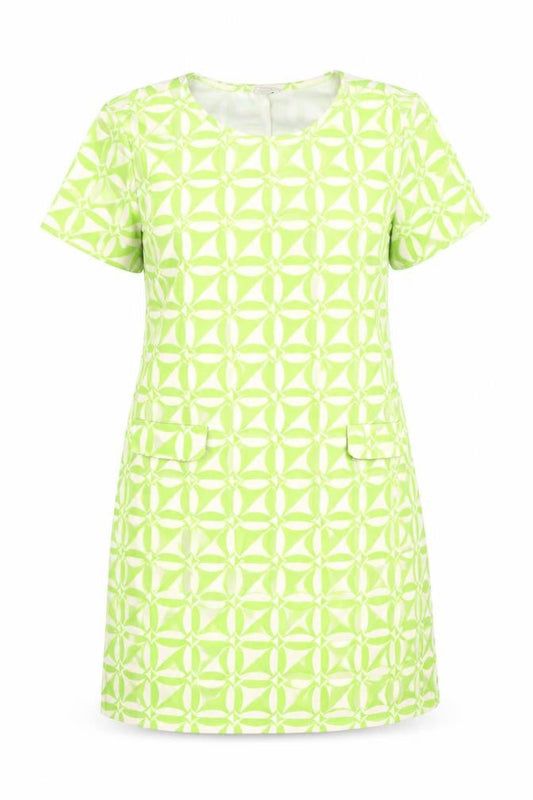 River Island Womens Green Geometric Polyester Shift Size 12 Round Neck Pullover - Pocket Detail