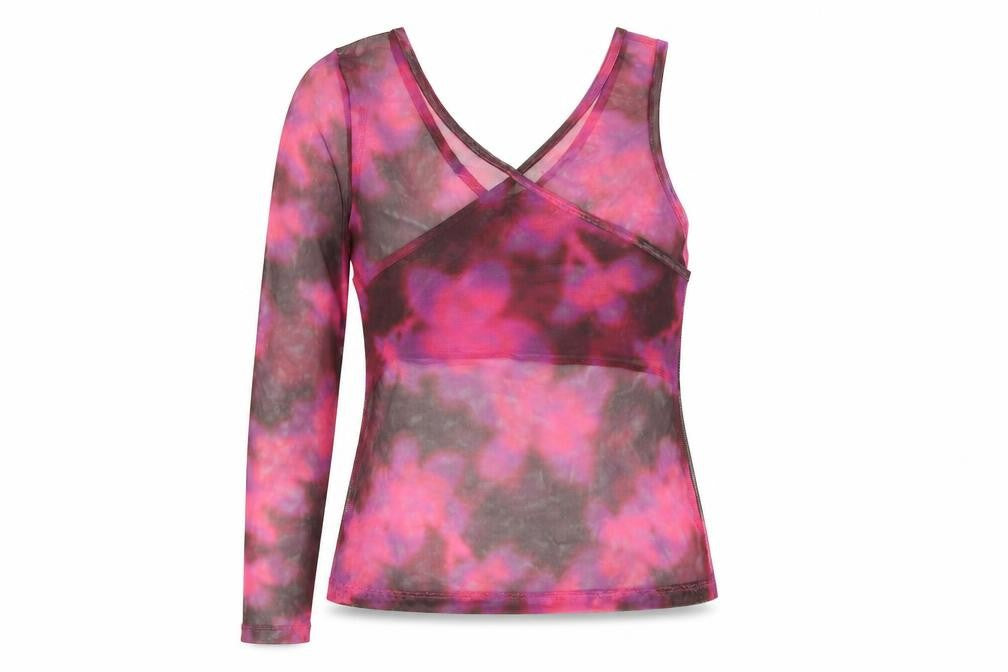 AsYou Womens Pink Polyester Basic Blouse Size 12 V-Neck - Semi Sheer