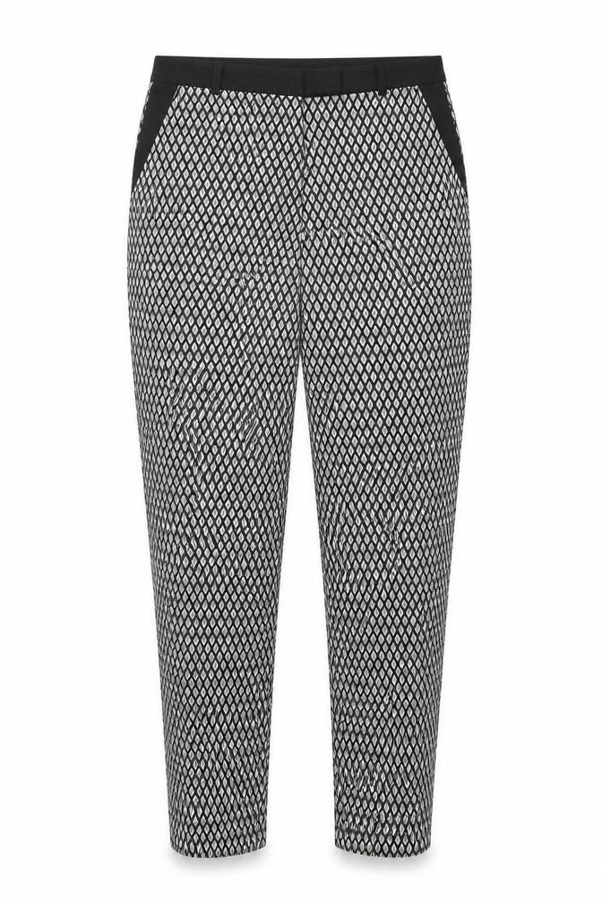 Topshop Womens Black Geometric Polyester Dress Pants Trousers Size 10 L25 in Regular Zip