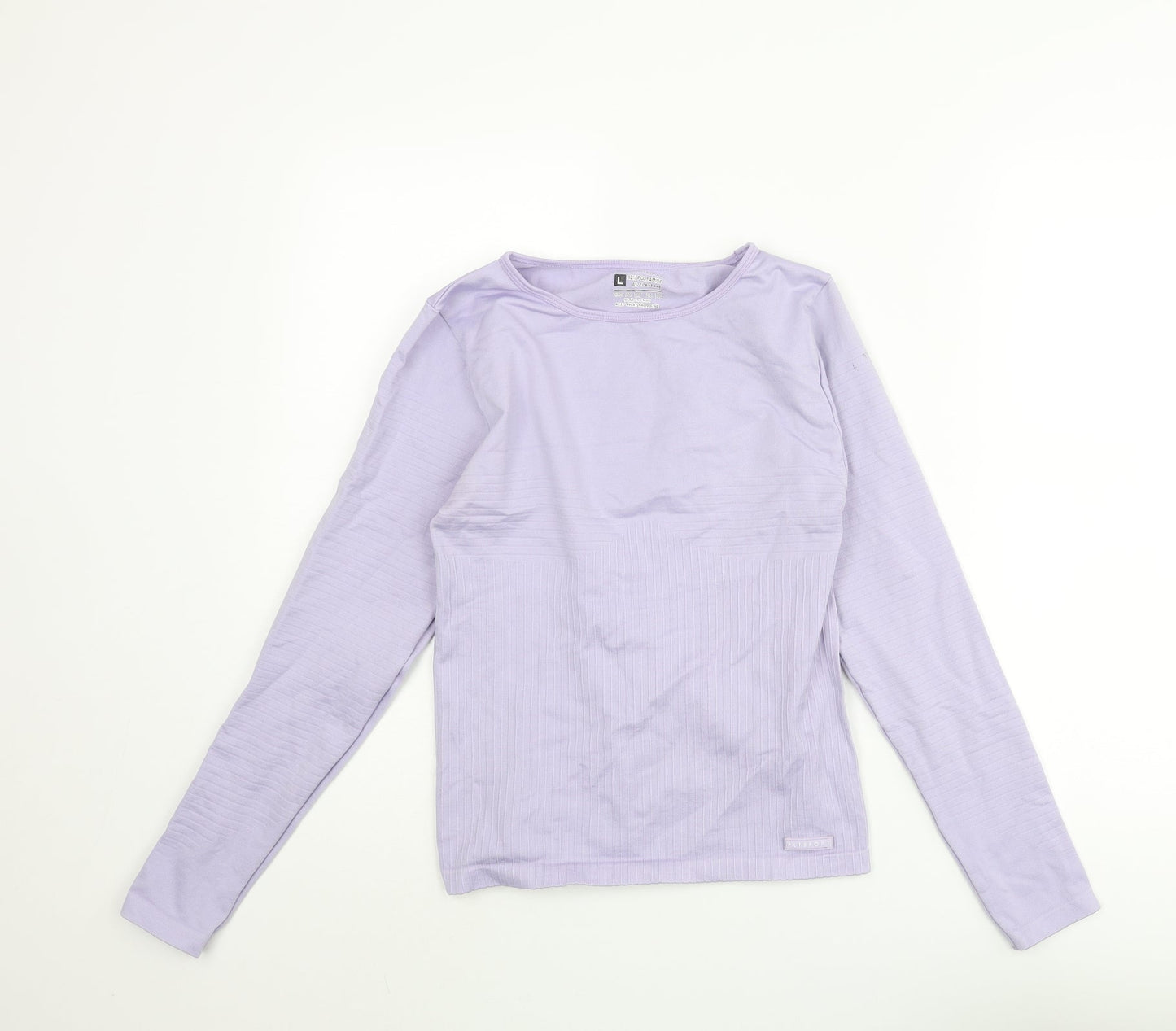 PRETTYLITTLETHING Womens Purple Polyamide Basic Casual Size L Round Neck Pullover - Ribbed Detail Logo