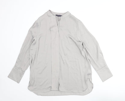 Marks & Spencer Womens Grey Polyester Tunic Blouse Size 14 V-Neck