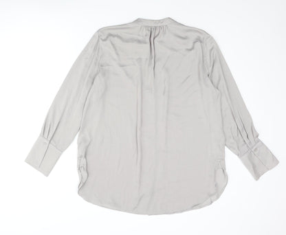Marks & Spencer Womens Grey Polyester Tunic Blouse Size 14 V-Neck