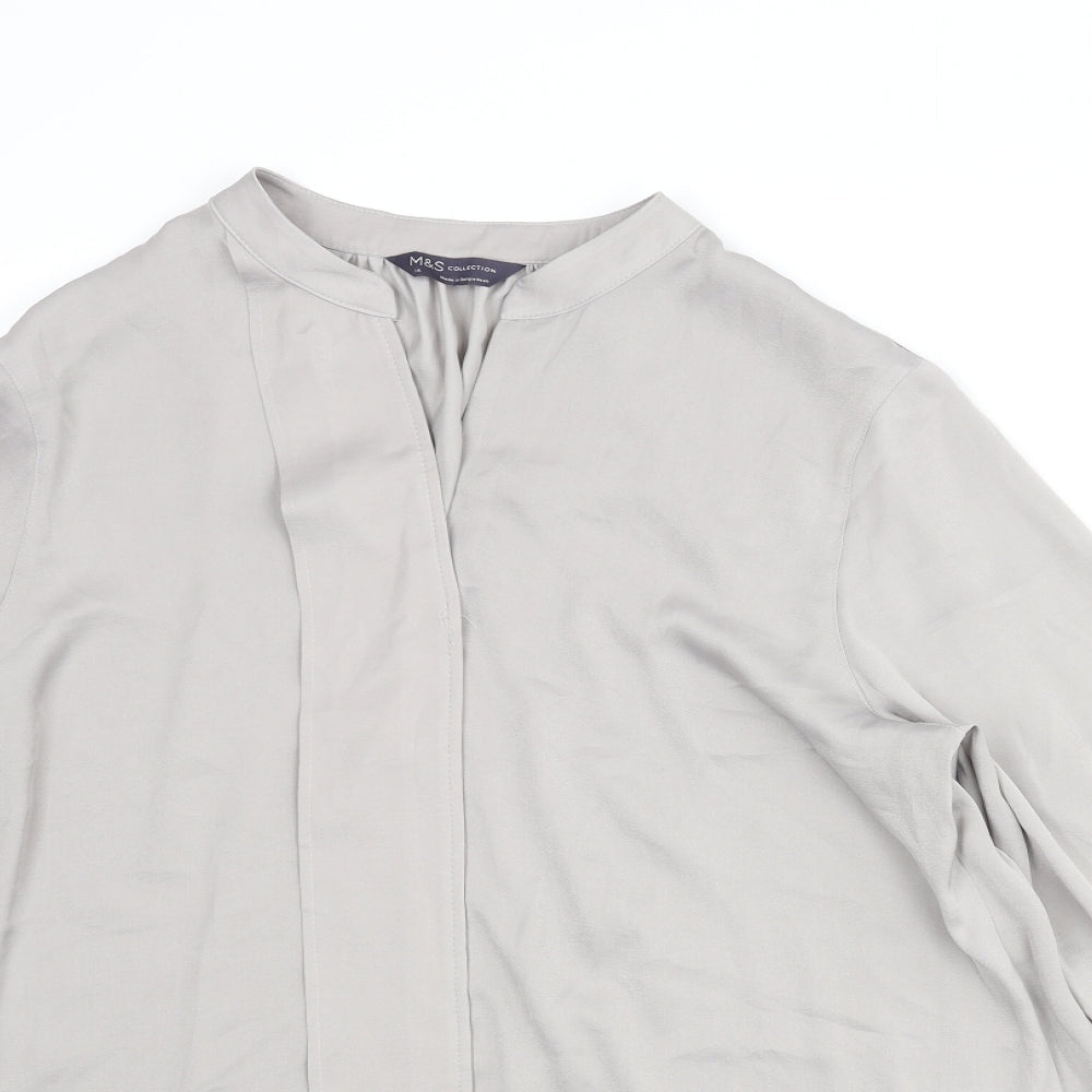 Marks and Spencer Womens Grey Polyester Tunic Blouse Size 14 V-Neck