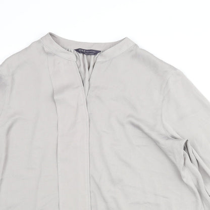 Marks & Spencer Womens Grey Polyester Tunic Blouse Size 14 V-Neck