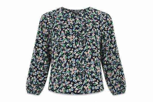 Marks and Spencer Womens Multicoloured Floral Polyester Basic Blouse Size 10 V-Neck - Button Detail
