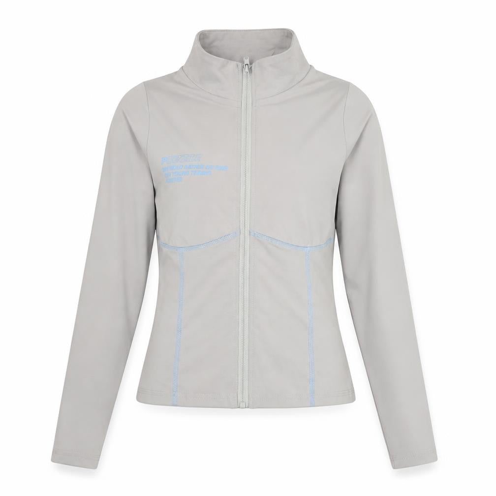 PRETTYLITTLETHING Womens Grey Jacket Size 10 Zip - Logo Stitch Detail
