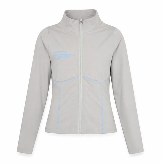 PRETTYLITTLETHING Womens Grey Jacket Size 10 Zip - Logo Stitch Detail