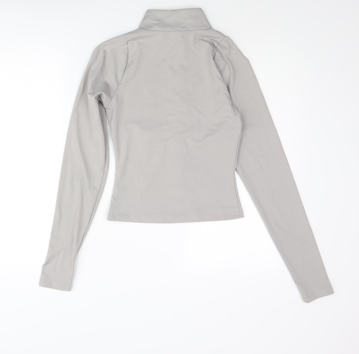 PRETTYLITTLETHING Womens Grey Jacket Size 10 Zip - Logo Stitch Detail