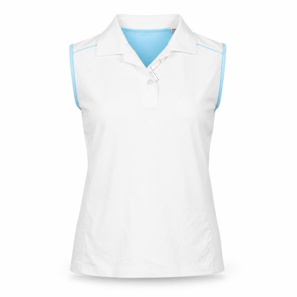 Green Lamb Womens White Polyester Camisole Polo Size 12 Collared Button - Logo