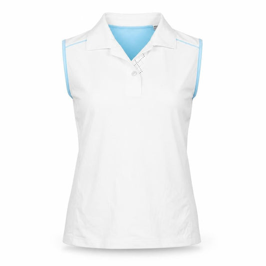 Green Lamb Womens White Polyester Camisole Polo Size 12 Collared Button - Logo