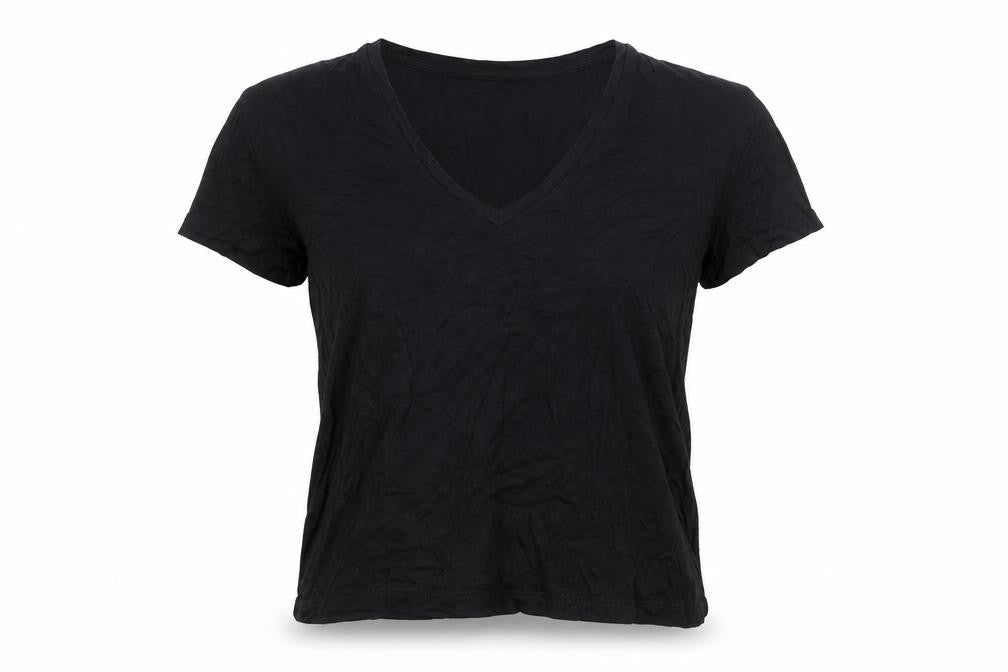 Dynamite Womens Black Viscose Basic T-Shirt Size M V-Neck